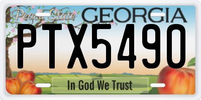 GA license plate PTX5490