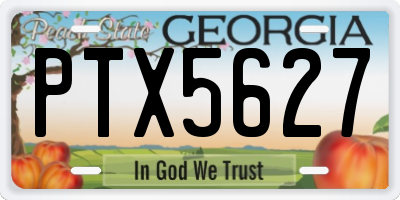 GA license plate PTX5627
