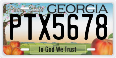 GA license plate PTX5678