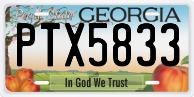 GA license plate PTX5833