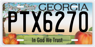 GA license plate PTX6270