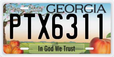 GA license plate PTX6311