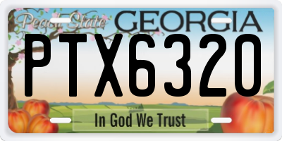 GA license plate PTX6320