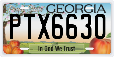 GA license plate PTX6630