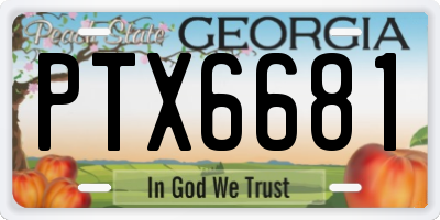 GA license plate PTX6681