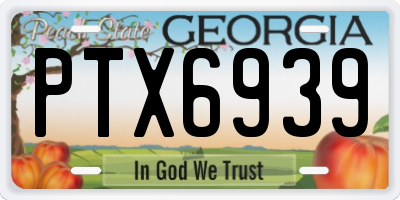 GA license plate PTX6939