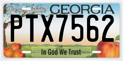 GA license plate PTX7562