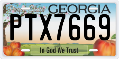 GA license plate PTX7669