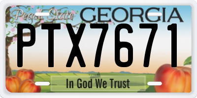 GA license plate PTX7671
