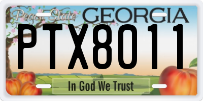 GA license plate PTX8011