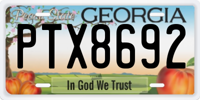 GA license plate PTX8692