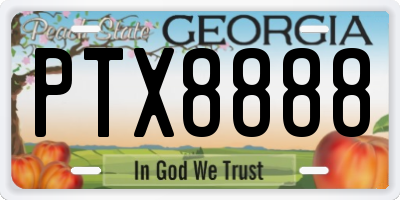 GA license plate PTX8888