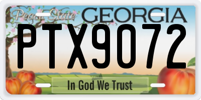 GA license plate PTX9072