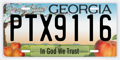 GA license plate PTX9116
