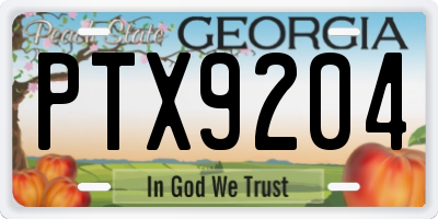 GA license plate PTX9204