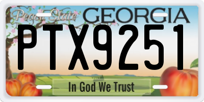 GA license plate PTX9251