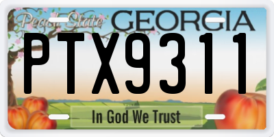 GA license plate PTX9311