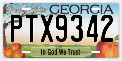 GA license plate PTX9342