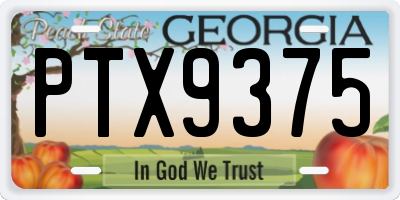 GA license plate PTX9375