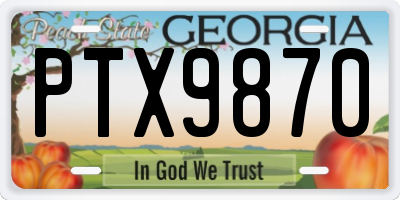 GA license plate PTX9870