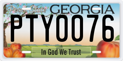GA license plate PTY0076