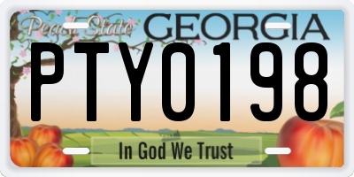GA license plate PTY0198
