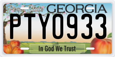 GA license plate PTY0933