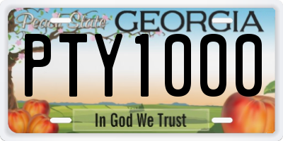 GA license plate PTY1000