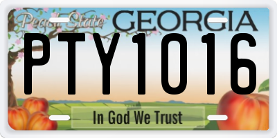GA license plate PTY1016