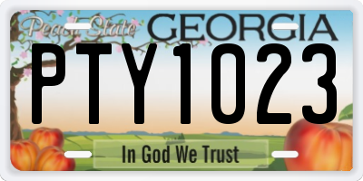 GA license plate PTY1023