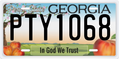 GA license plate PTY1068