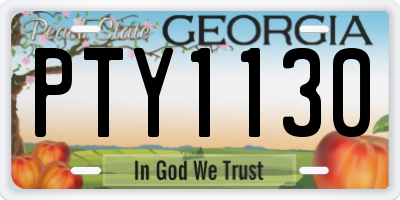 GA license plate PTY1130