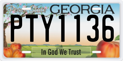 GA license plate PTY1136
