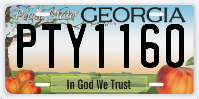GA license plate PTY1160