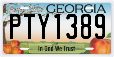 GA license plate PTY1389