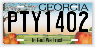 GA license plate PTY1402