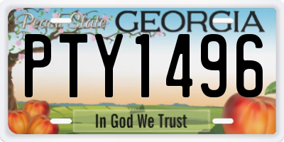 GA license plate PTY1496