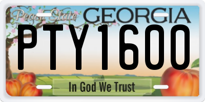 GA license plate PTY1600