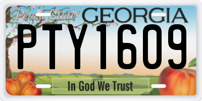 GA license plate PTY1609