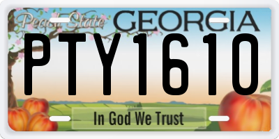 GA license plate PTY1610