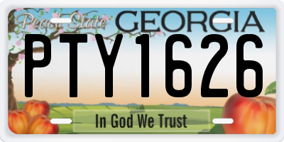 GA license plate PTY1626