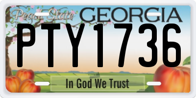 GA license plate PTY1736