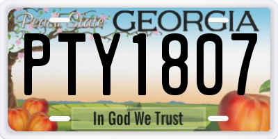 GA license plate PTY1807