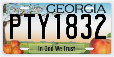 GA license plate PTY1832