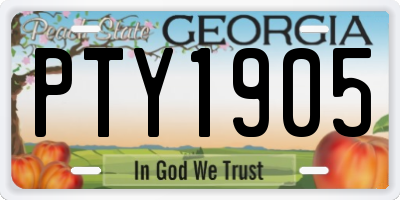 GA license plate PTY1905