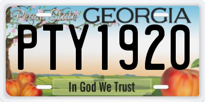 GA license plate PTY1920