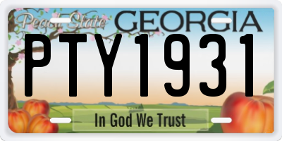 GA license plate PTY1931