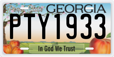 GA license plate PTY1933