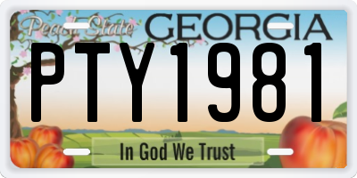 GA license plate PTY1981