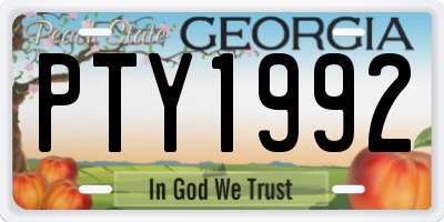GA license plate PTY1992